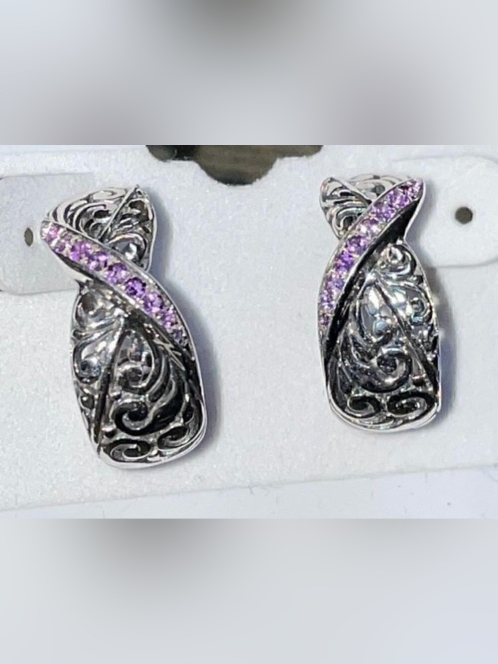 Robert Manse Bali Designs Amethyst Infinity Hoop Earrings Sterling Silver NWT